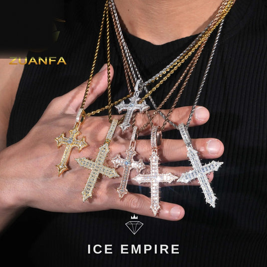 Iced Out Cross 925 Silver Pendant