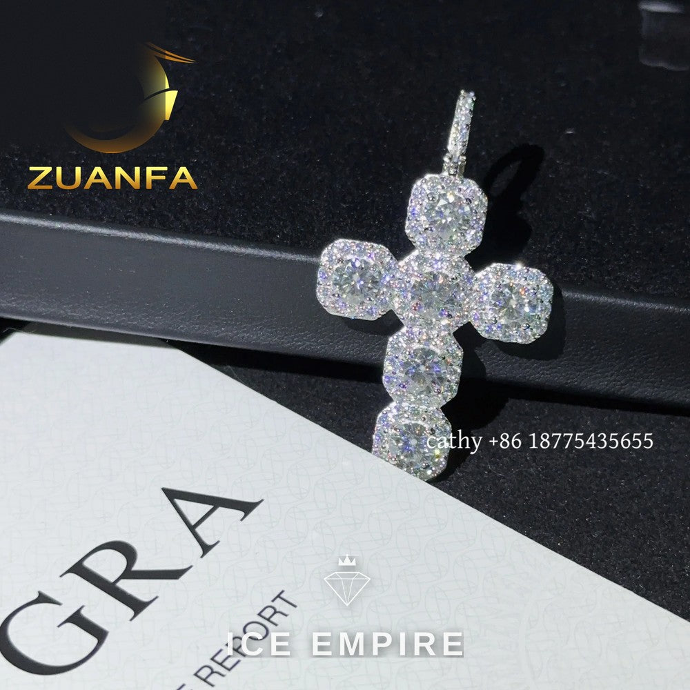 Iced Out Cross Rose Gold Plated Moissanite Rope Chain