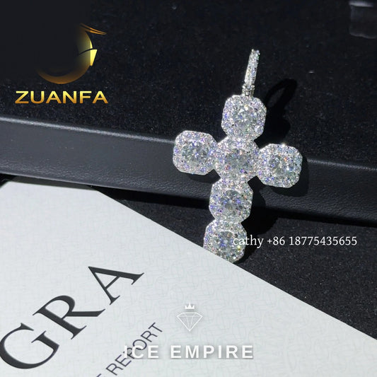 Iced Out Cross Rose Gold Plated Moissanite Rope Chain