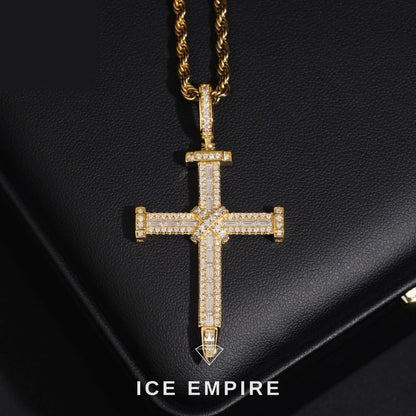 Iced Out Cross Rose Gold Plated Moissanite Pendant
