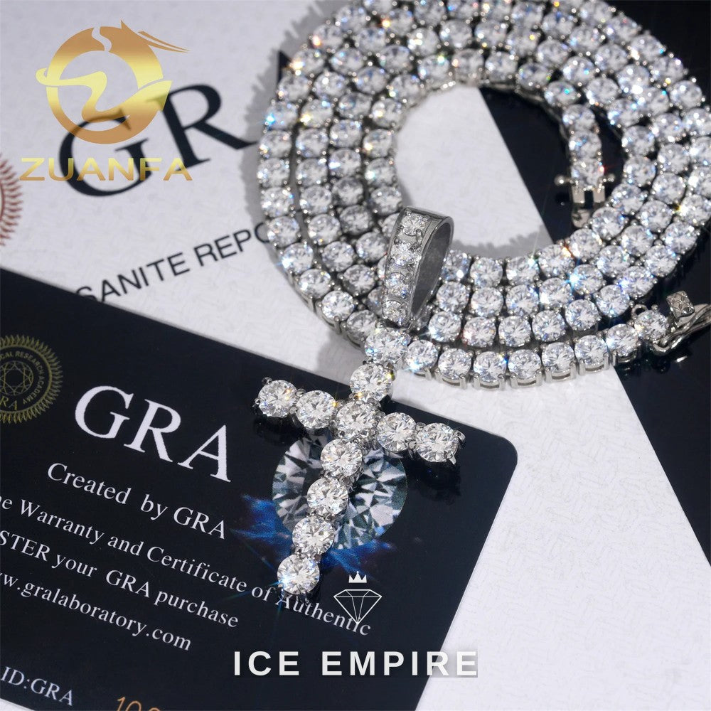 Iced Out Cross Rose Gold Plated Moissanite Pendant
