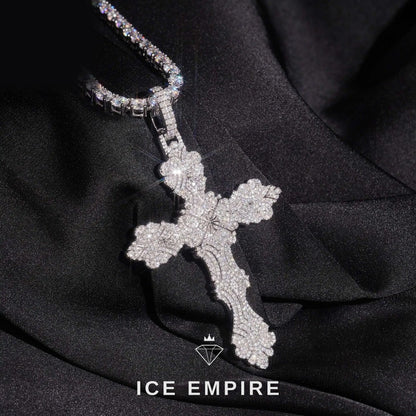 Iced Out Cross Gold Plated Moissanite Pendant