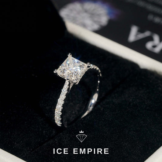 Iced Out 14K Gold Moissanite Engagement Ring