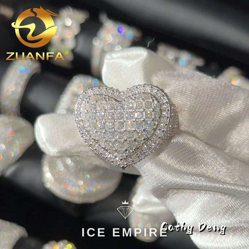 Iced Out 925 Silver Moissanite Ring
