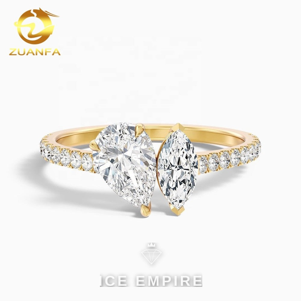 Iced Out 18K Gold Lab Grown Diamond Engagement Ring