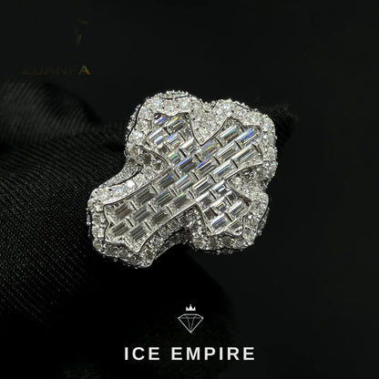 Iced Out Cross 925 Silver Moissanite Ring