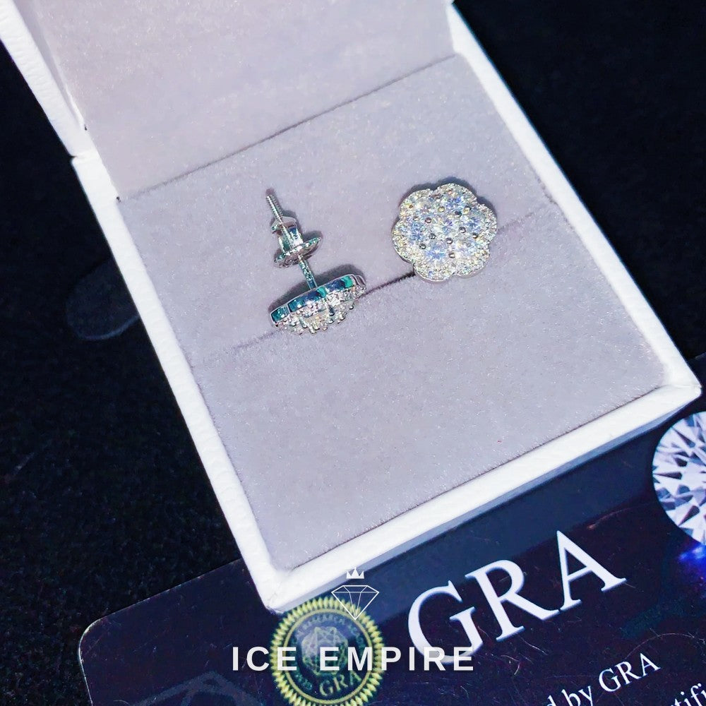 Iced Out 925 Silver Moissanite Stud Earrings