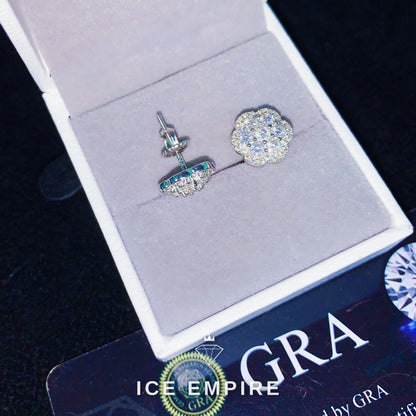 Iced Out 925 Silver Moissanite Stud Earrings