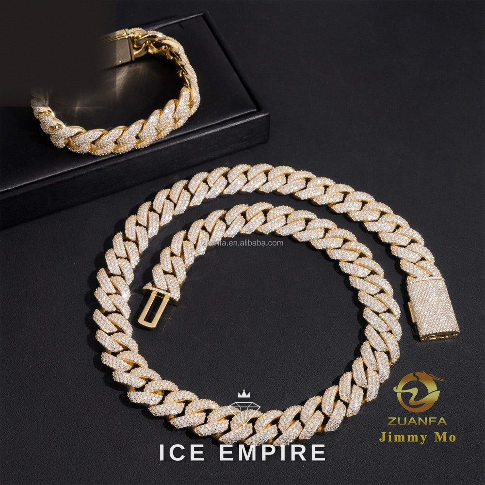 Iced Out Gold Plated Moissanite Cuban Chain