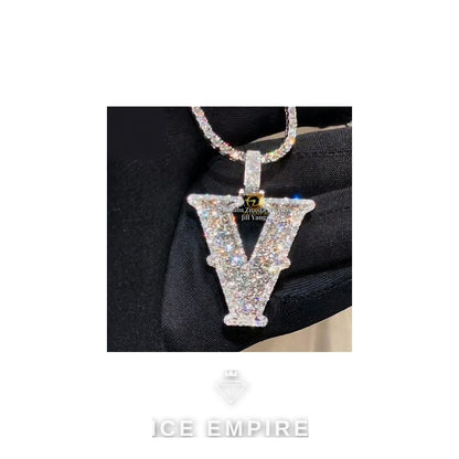 Iced Out Baguette 925 Silver Pendant