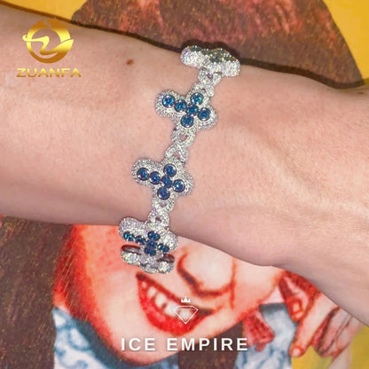 Iced Out Cross 925 Silver Moissanite Cuban Chain