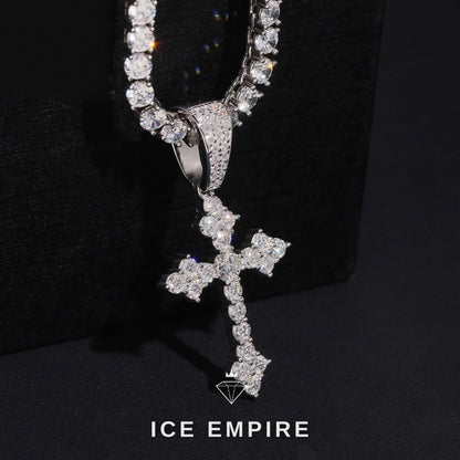 Iced Out Cross Gold Plated Lab Grown Diamond Pendant