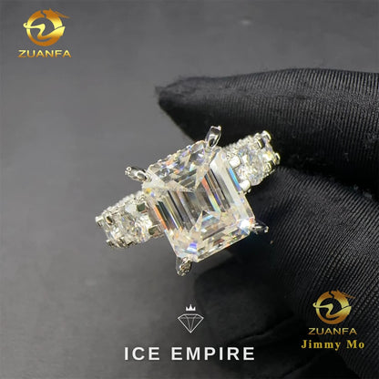Iced Out 925 Silver Moissanite Engagement Ring