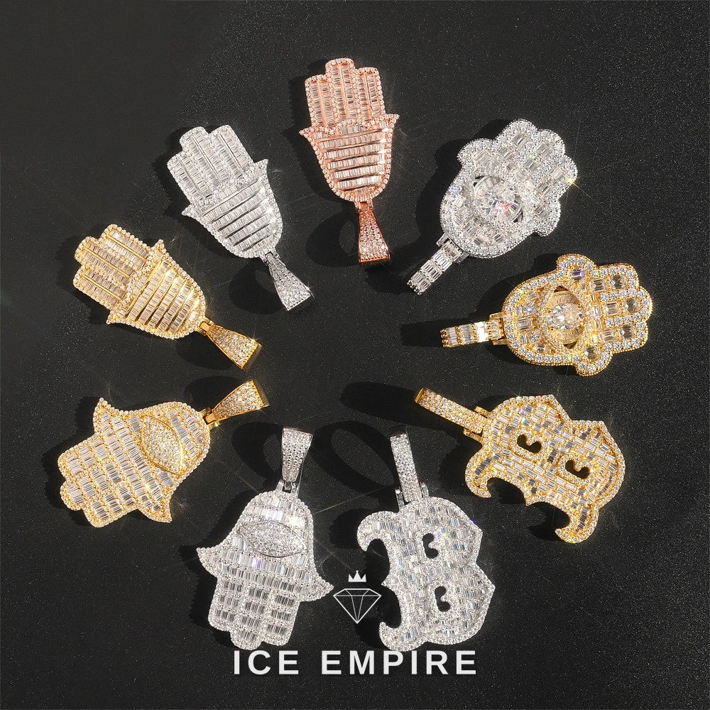 Iced Out Baguette Rose Gold Plated Pendant