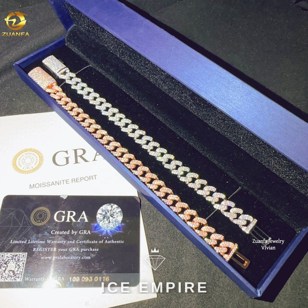 Iced Out 925 Silver Moissanite Cuban Chain