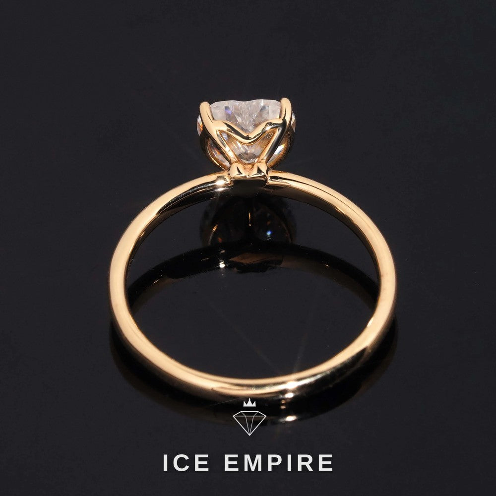 Iced Out Heart 14K Gold Moissanite Wedding Band