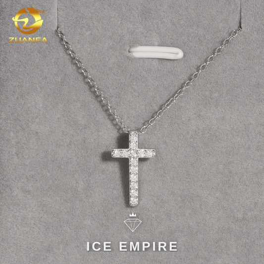 Iced Out Cross 925 Silver Pendant