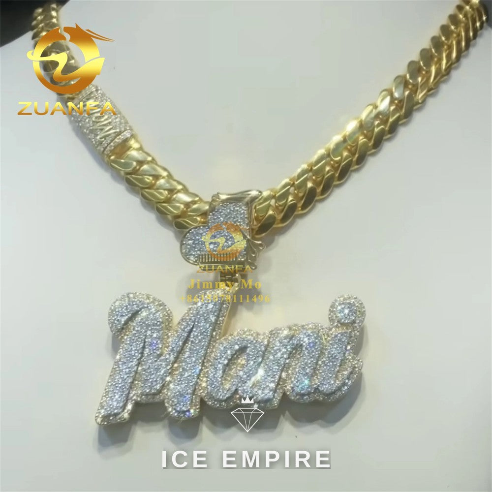 Iced Out Baguette 925 Silver Moissanite Pendant