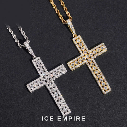Iced Out Cross Rose Gold Plated Moissanite Pendant