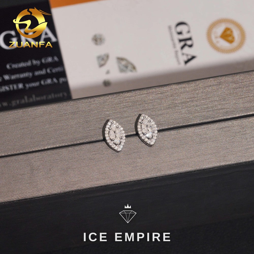 Iced Out Rose Gold Plated Moissanite Stud Earrings