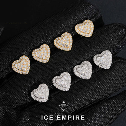 Iced Out Heart Rose Gold Plated Moissanite Earrings