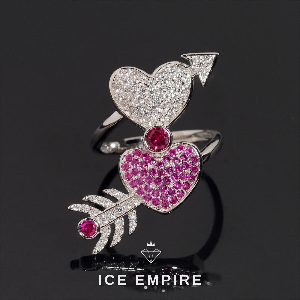Iced Out Heart 925 Silver Moissanite Ring