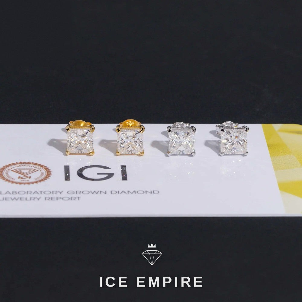 Iced Out 10K Gold Lab Grown Diamond Stud Earrings