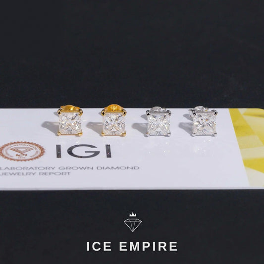 Iced Out 10K Gold Lab Grown Diamond Stud Earrings