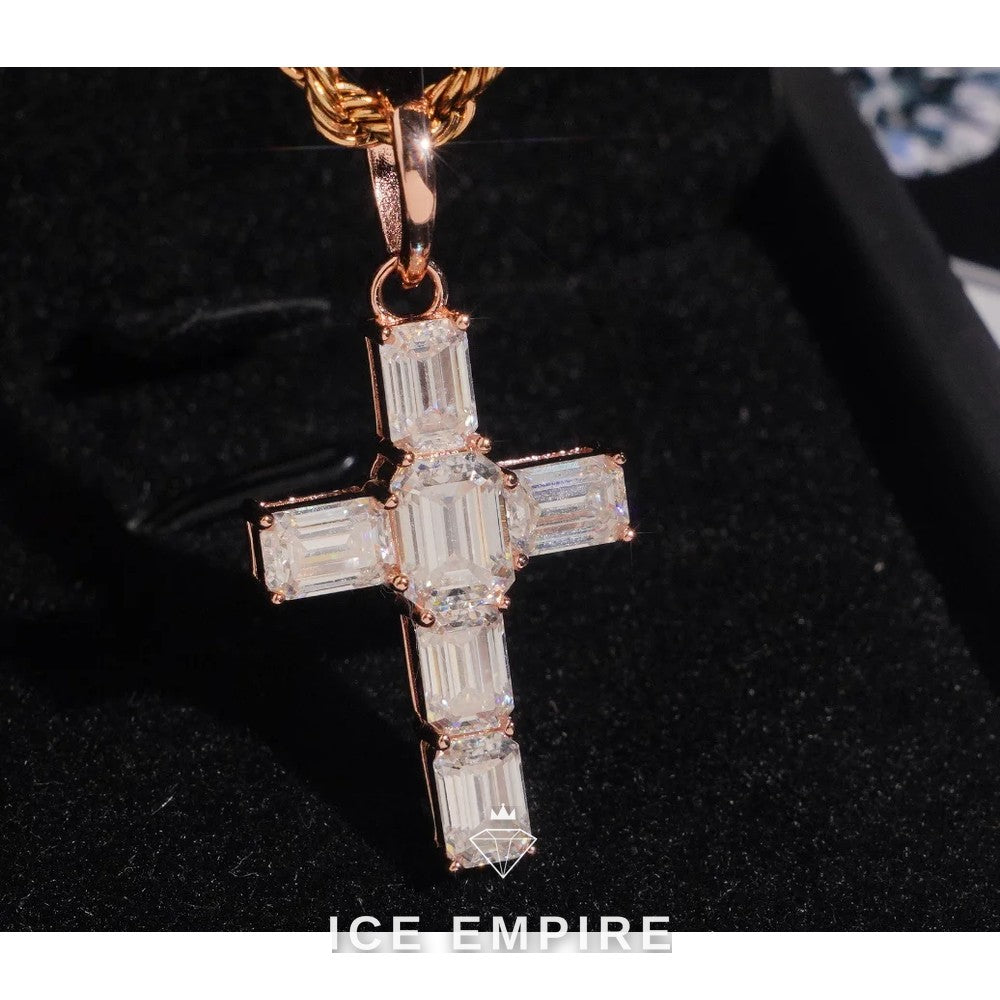 Iced Out Cross 925 Silver Pendant