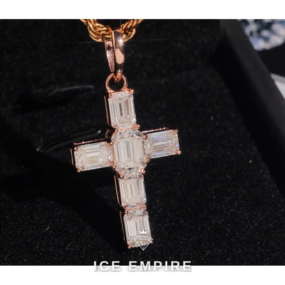 Iced Out Cross 925 Silver Pendant