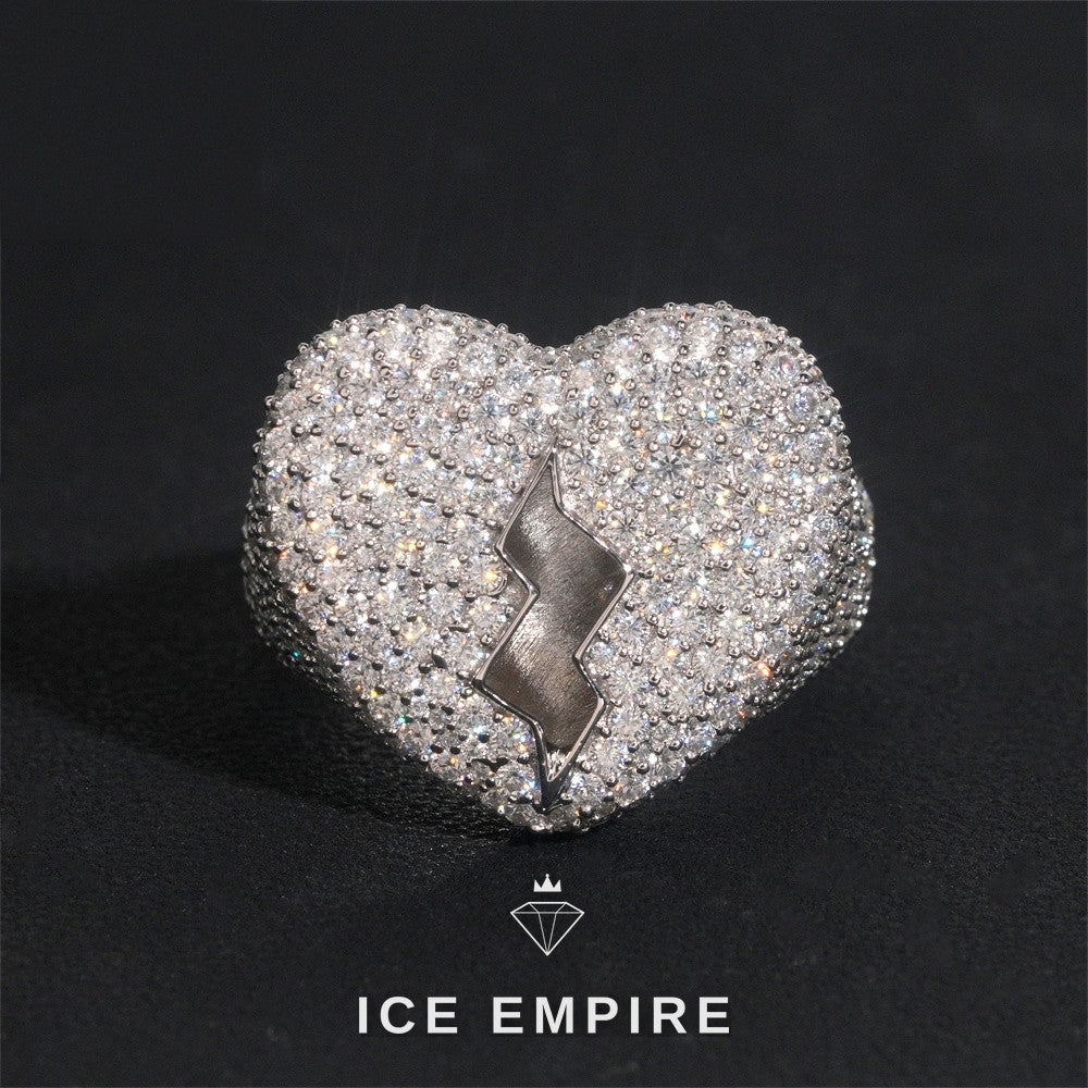 Iced Out Heart Rose Gold Plated Moissanite Ring