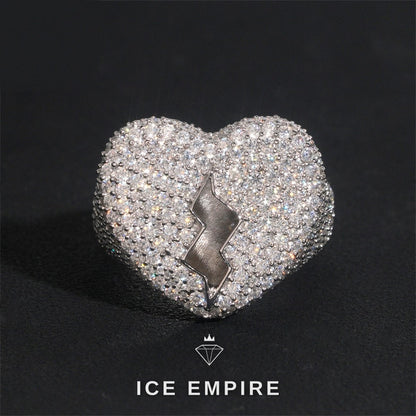 Iced Out Heart Rose Gold Plated Moissanite Ring
