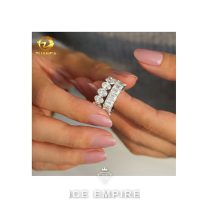 Iced Out Gold Plated Moissanite Wedding Band