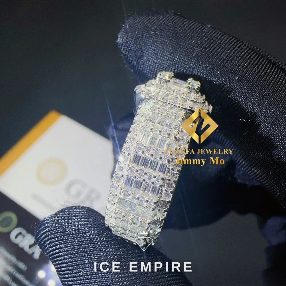 Iced Out Baguette 925 Silver Moissanite Ring