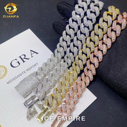Iced Out Rose Gold Moissanite Cuban Chain