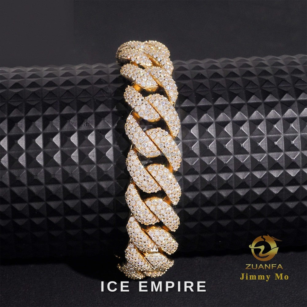 Iced Out Gold Plated Moissanite Cuban Chain
