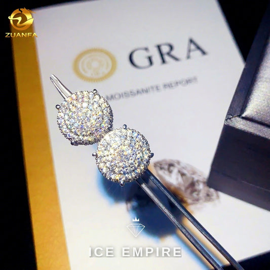 Iced Out 925 Silver Moissanite Stud Earrings