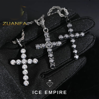 Iced Out Cross Rose Gold Plated Moissanite Pendant