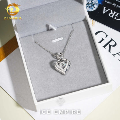 Iced Out Heart Rose Gold Plated Moissanite Pendant