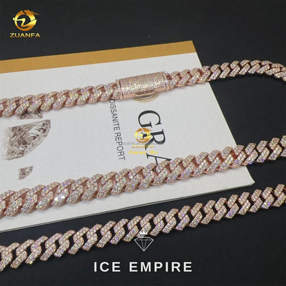 Iced Out Rose Gold Plated Moissanite Cuban Chain