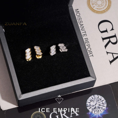 Iced Out Baguette Rose Gold Plated Moissanite Earrings
