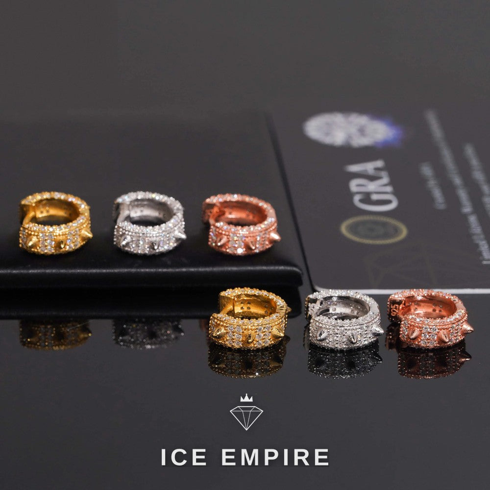 Iced Out 925 Silver Moissanite Hoop Earrings