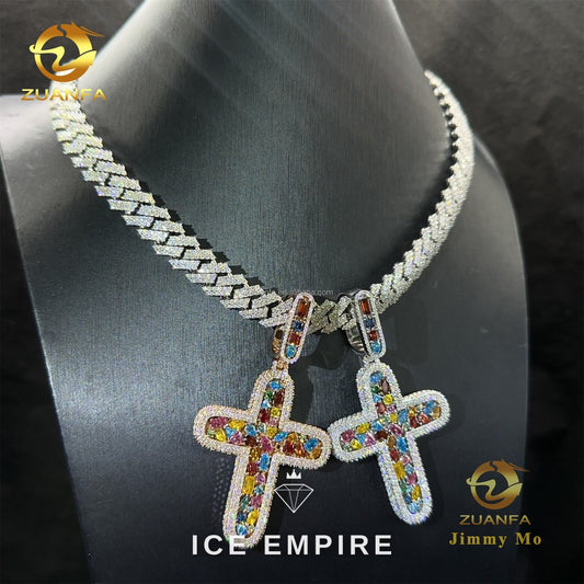 Iced Out Cross 925 Silver Pendant
