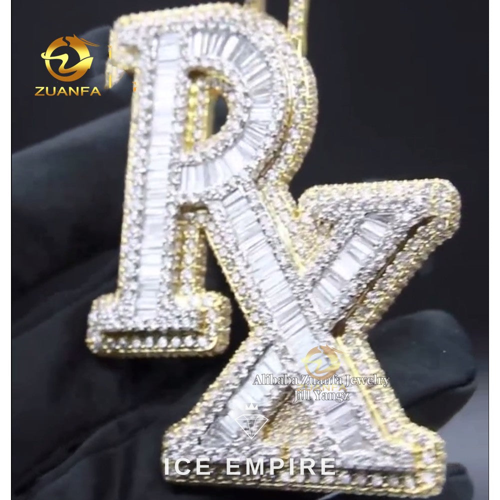 Iced Out Baguette 925 Silver Pendant