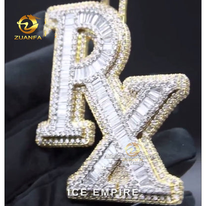 Iced Out Baguette 925 Silver Pendant