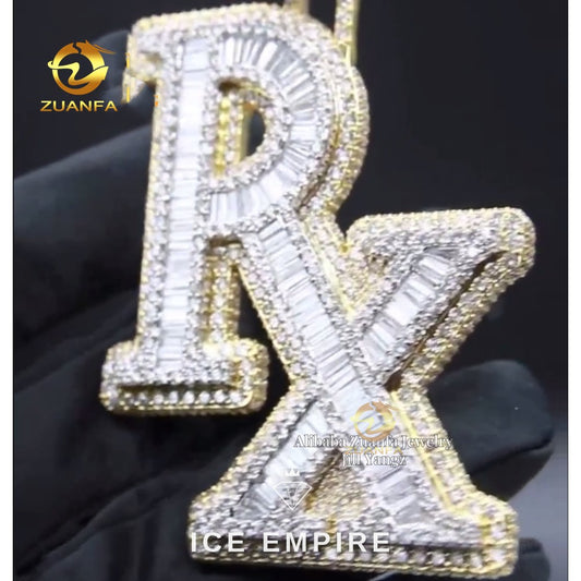 Iced Out Baguette 925 Silver Pendant
