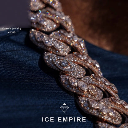 Iced Out Rose Gold Plated Moissanite Cuban Chain