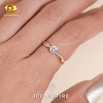 Iced Out 14K Gold Moissanite Engagement Ring