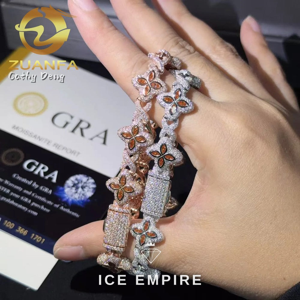 Iced Out 925 Silver Moissanite Cuban Chain
