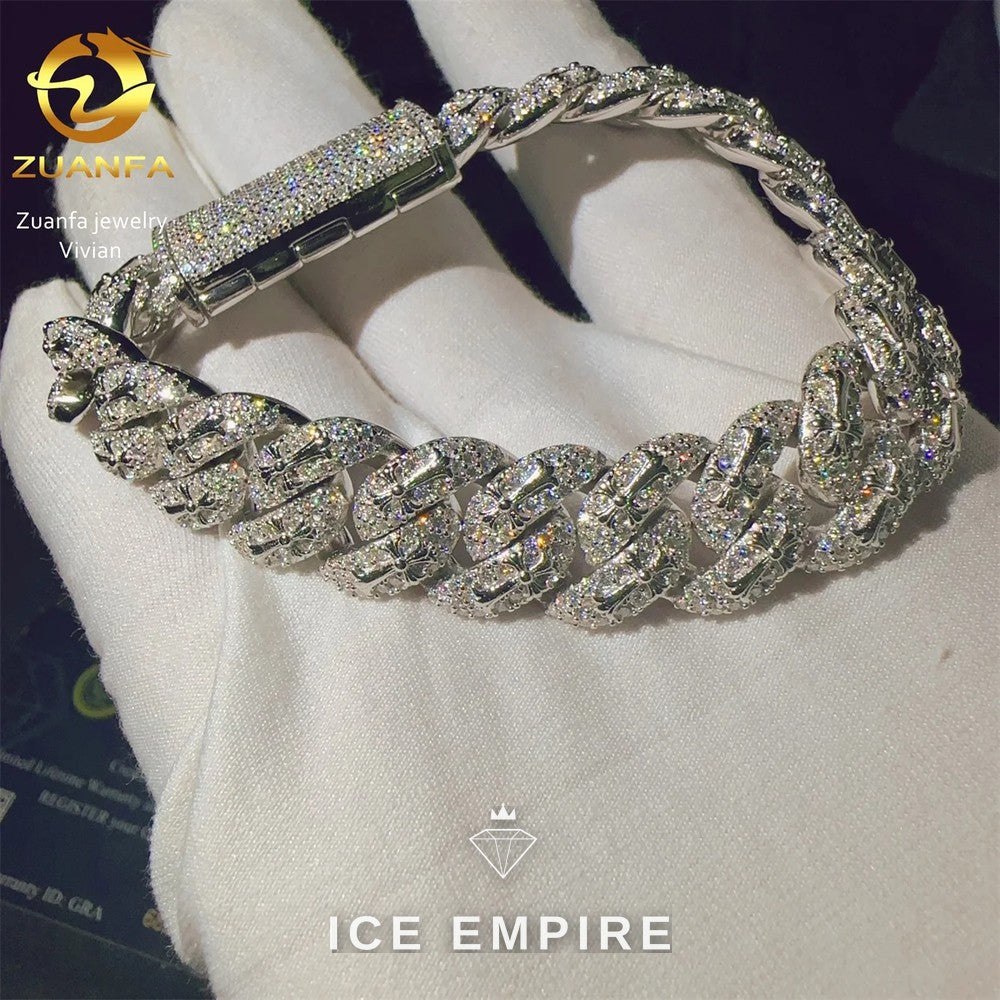 Iced Out 925 Silver Moissanite Cuban Chain